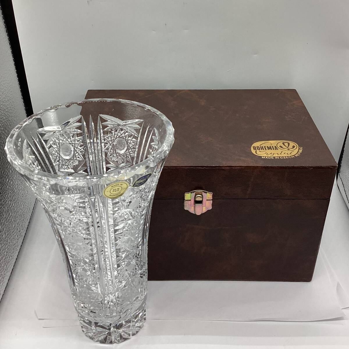 [23322]BOHEMIAbohe mia crystal vase box attaching unused two next Ryuutsu goods 