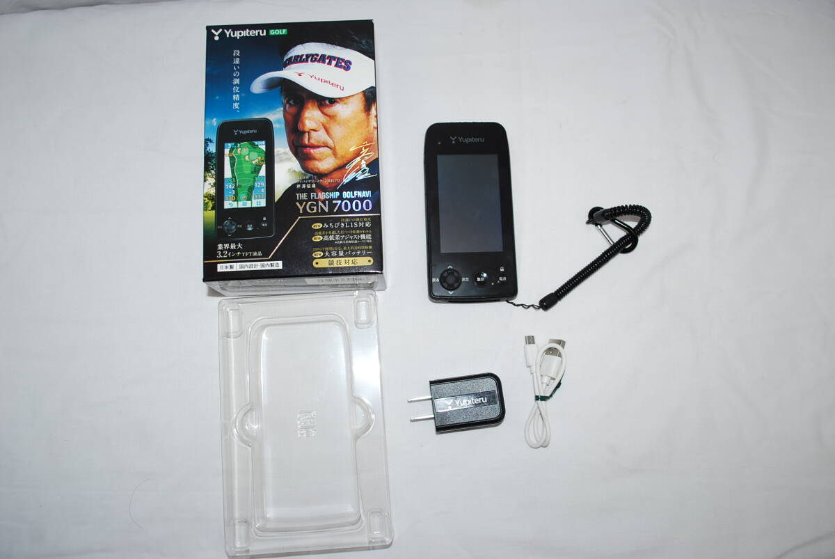 中古品 通電確認＆初期化済み Yuplteru GOLF ユピテル ゴルフ GPSナビ YGN7000 SDカード付 社外ケーブル付 取説欠品 の画像1