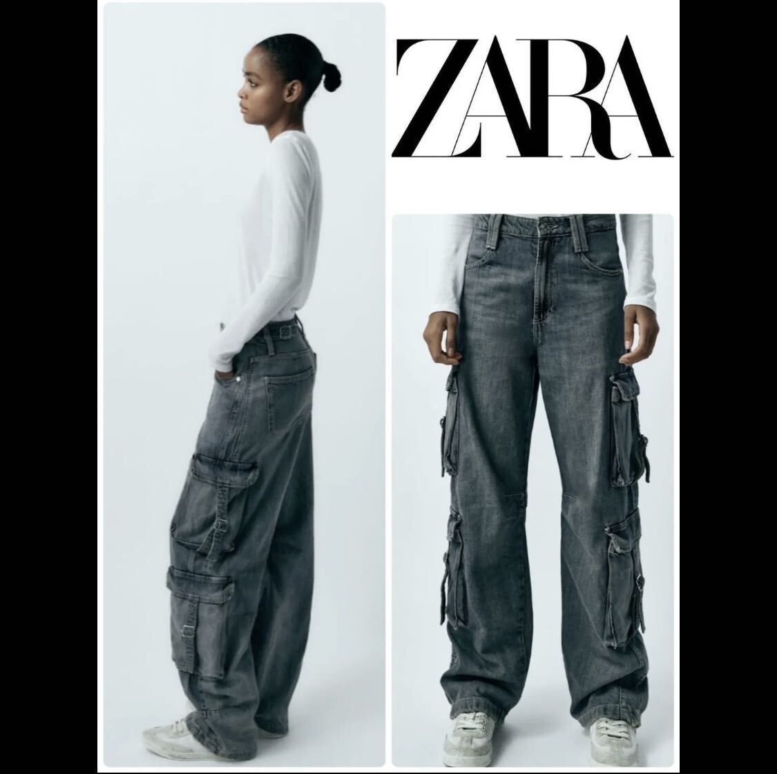 タグ付き 新品 未使用 ザラ ZARA カーゴ デニム パンツ デニム タグ付き 新品 未使用 ザラ ZARA カーゴ デニム パンツ デニム