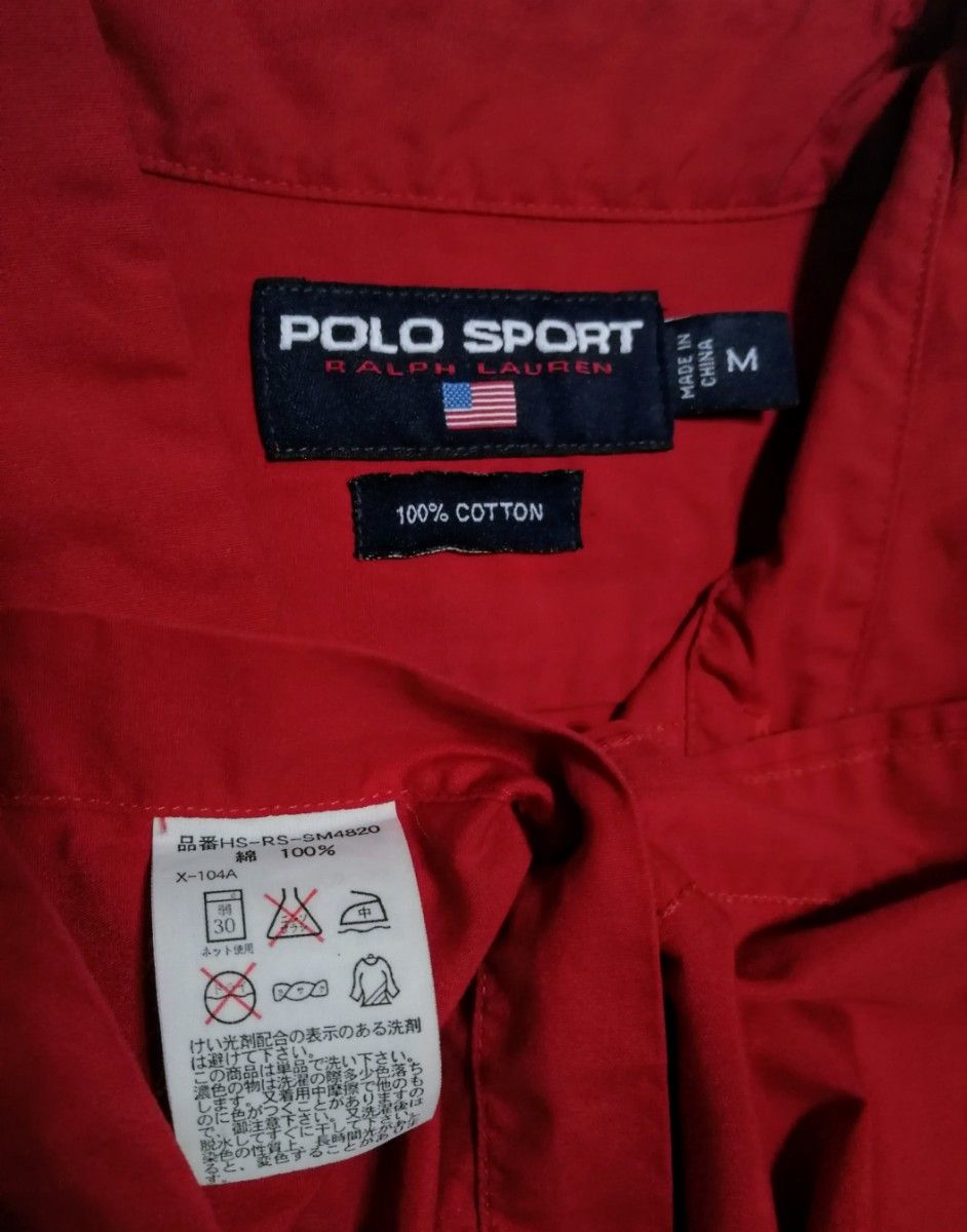 【6980→6380円】Polo Sport ポロスポーツ　半袖シャツ　赤　M　90s　Ralph Lauren ラルフローレン 