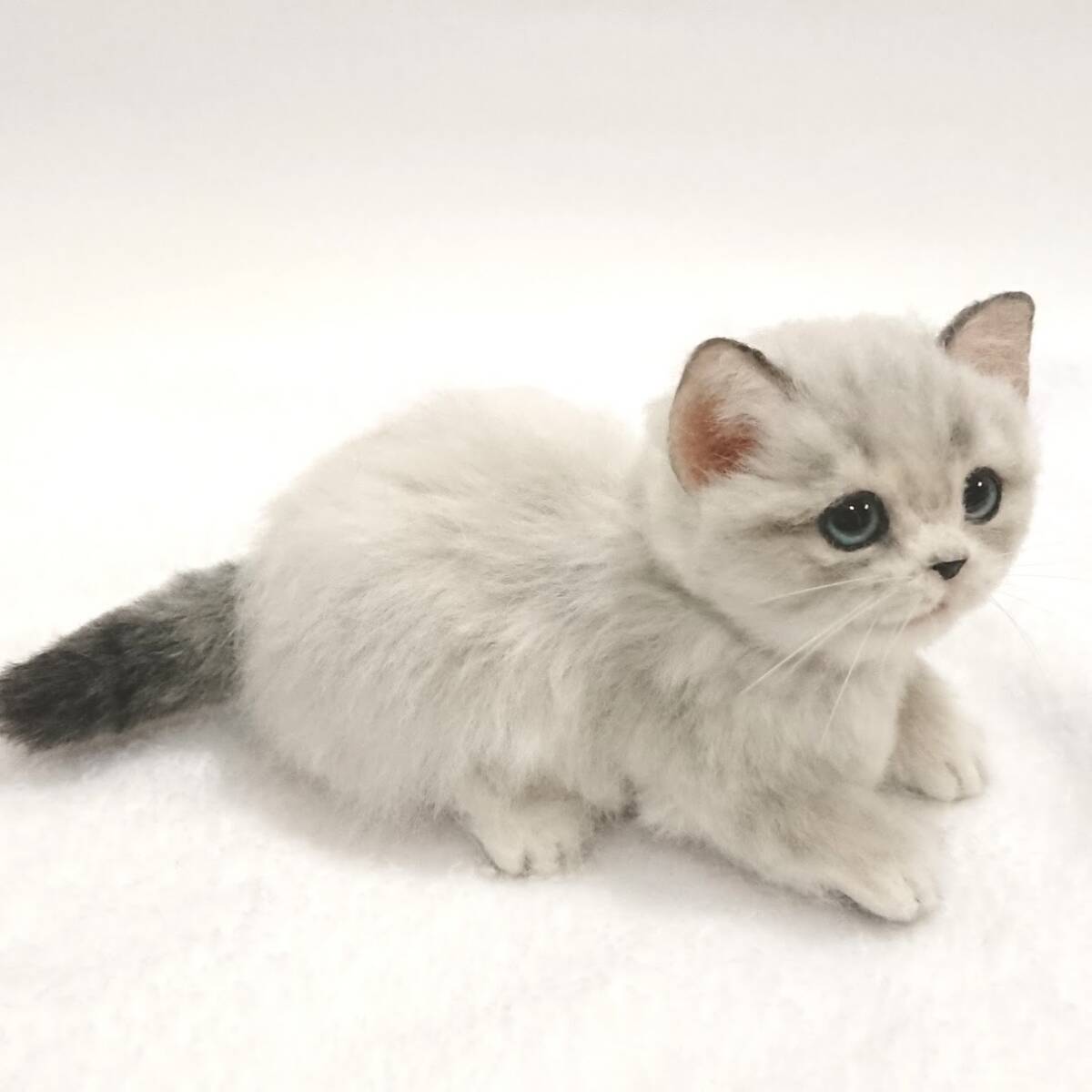 LocoMocoNeco 羊毛フェルト 猫 マンチカンの子猫 (スフィンクス座り) ハンドメイド リアル ドール インテリア ろこもこねこの画像5