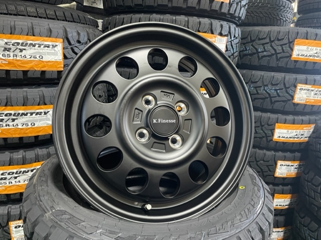 トーヨーオープンカントリーRT155/65R14新品アルミ4本セットケイフィネスD12マッドブラック送料無料_画像3