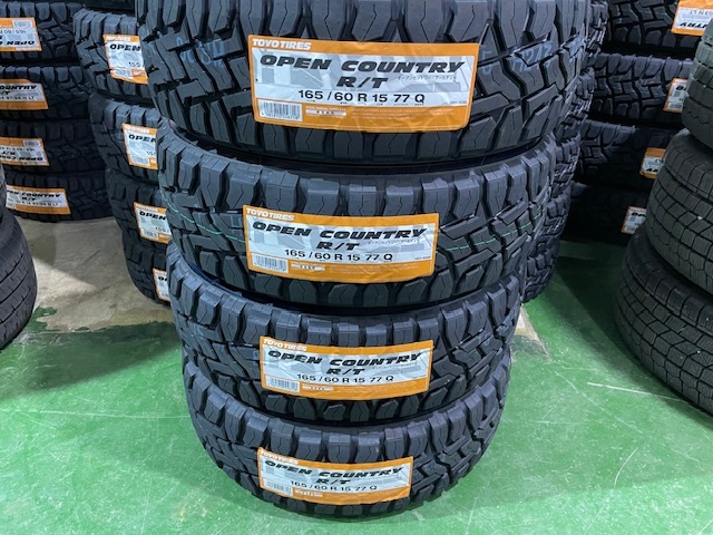 TOYOオープンカントリーRT165/60R15　77Q新品夏タイヤアルミホイール4本セット送料込み即決ケイフィネスCUP4.5-15+45　4/100マッドブラック_画像3