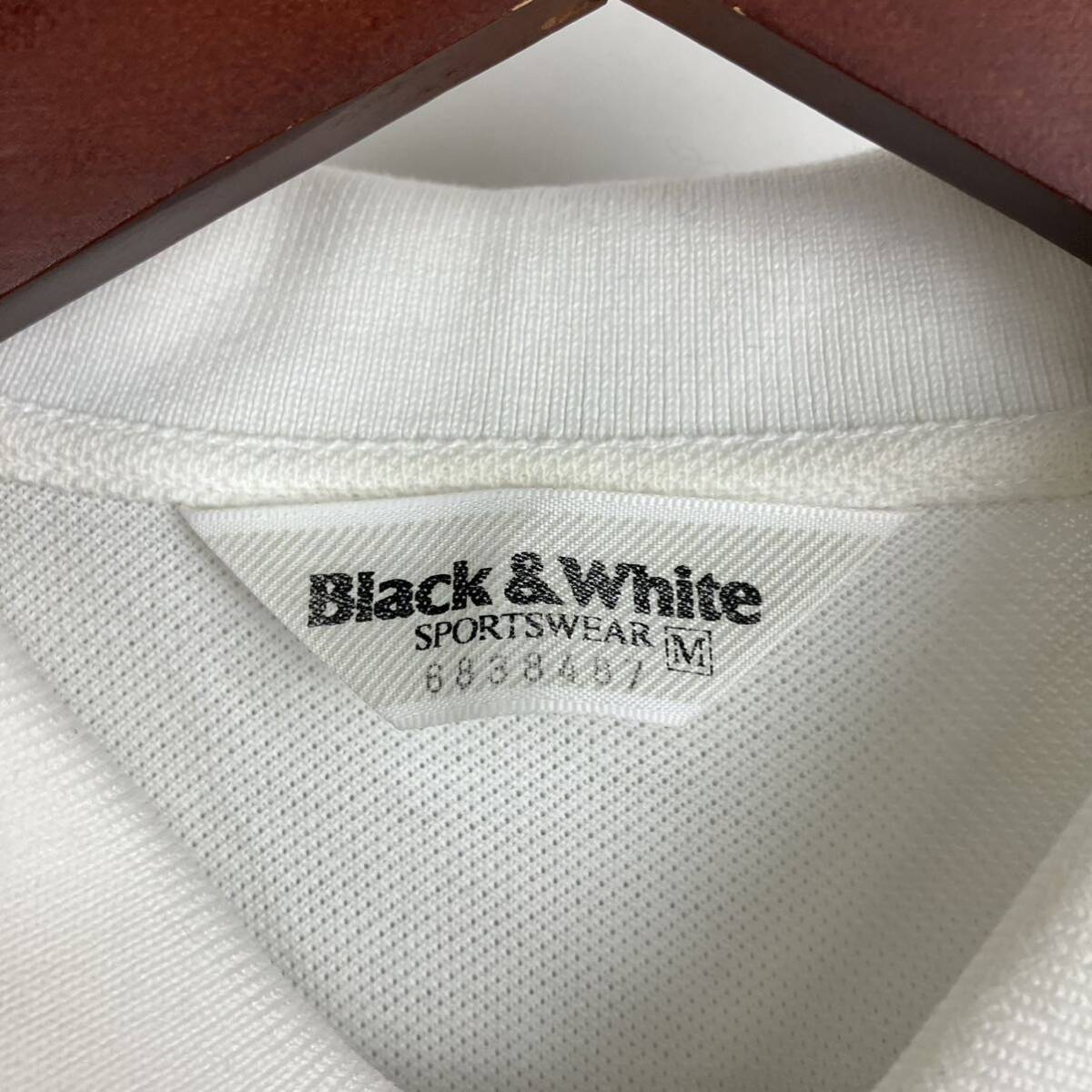 BLACK & WHITE ブラック&ホワイト 半袖 ポロシャツ メンズ Mサイズ ホワイト カジュアル スポーツ トレーニング golf ゴルフ ウェア FA363