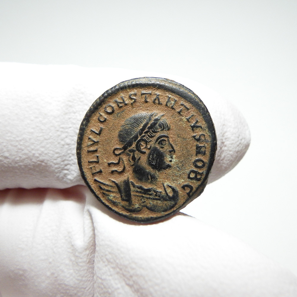 【古代ローマコイン】Constantius II（コンスタンティウス2世）クリーニング済 ブロンズコイン 銅貨 フォリス(39NnZHXziP)の画像2