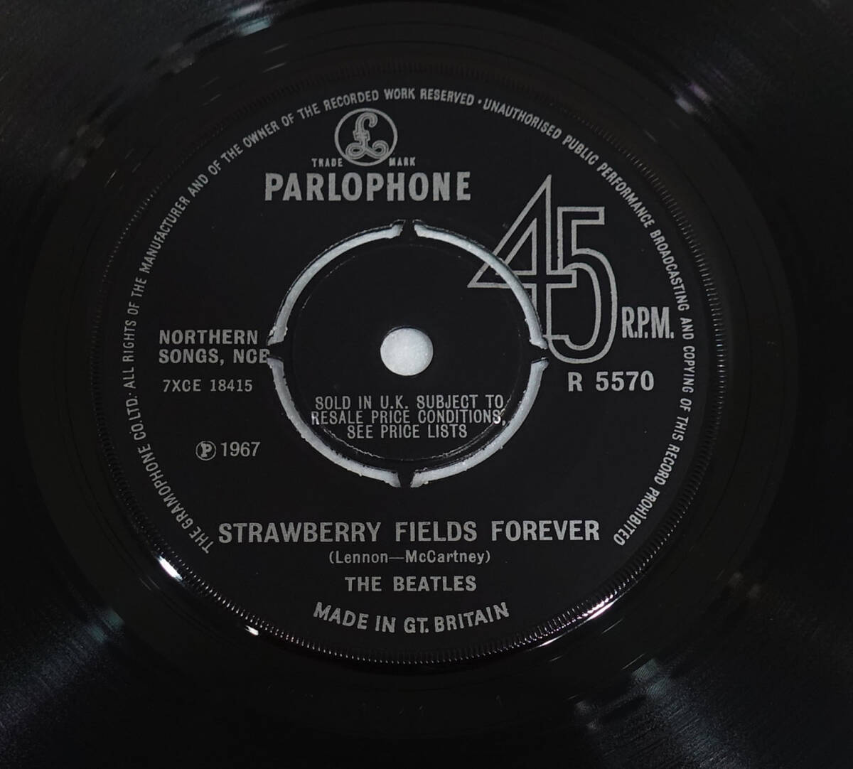 極美! UK Original 初回 Parlophone R 5570 Strawberry Field Forever / The Beatles MAT: 1/2の画像3