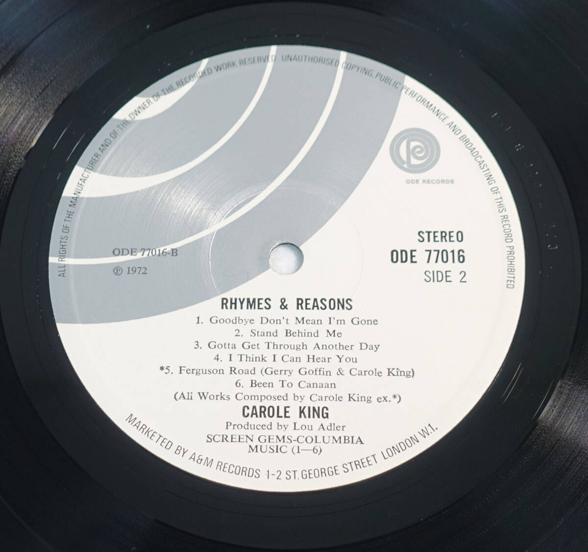 極美! UK Original 最初回 ODE 77016 RHYMES & REASONS / Carole King MAT: A1/B1の画像7