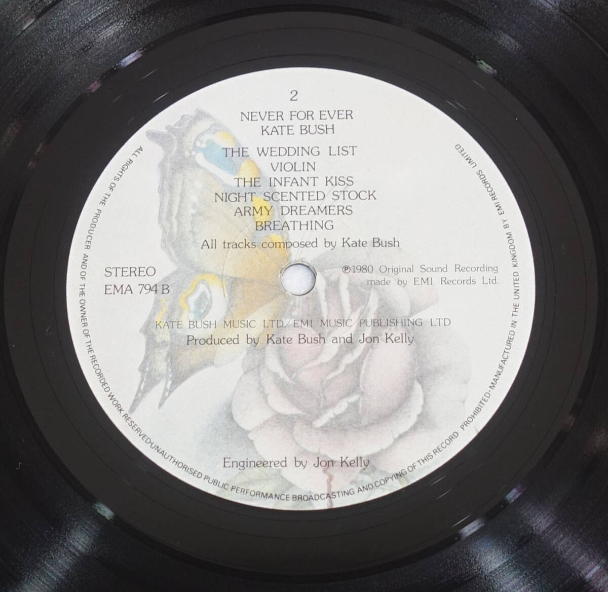 UK Original 初回 EMI EMA 794 NEVER FOR EVER / Kate Bush MAT: A3/B3の画像6