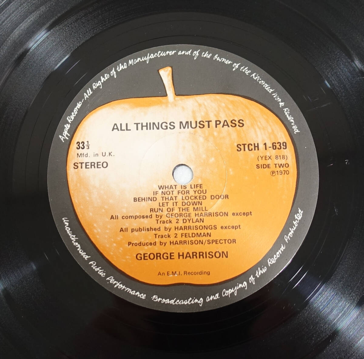 極美! UK Original 初回 APPLE STCH ALL THINGS MUST PASS / George Harrison MAT: ALL 1U+Poster 完品の画像4