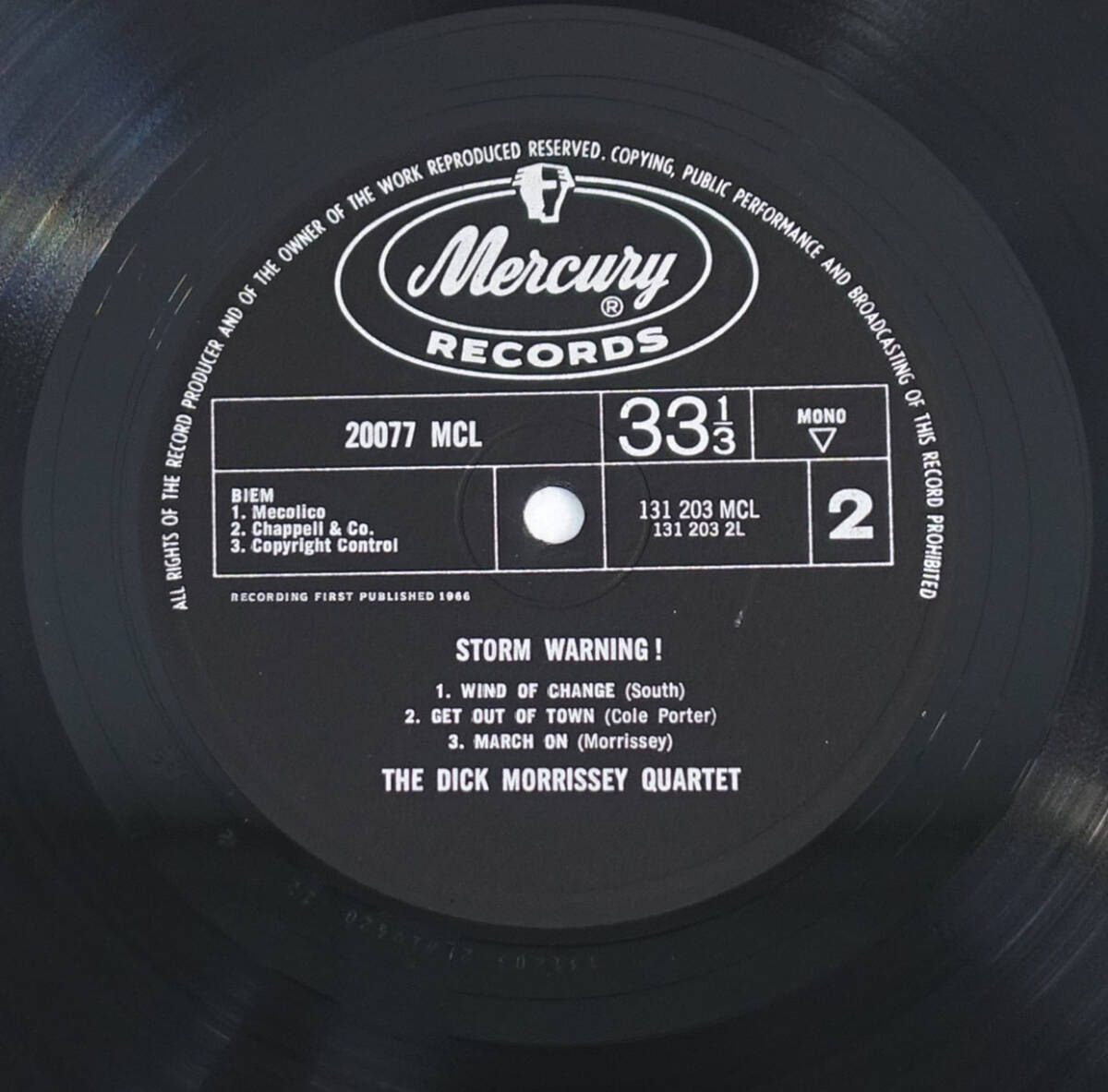 極上品! 美品！UK Mercury 20077 MCL オリジナル STORM WARNING ! / The Dick Morrissey Quartet MAT: 1L1/2L1の画像4