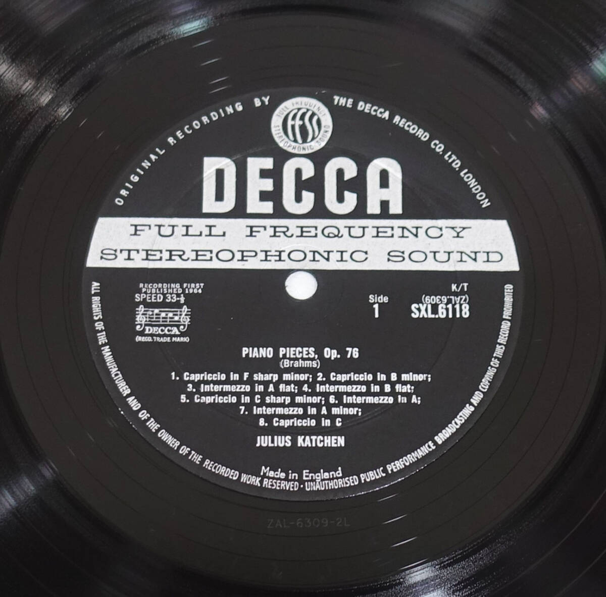 極美! 英DECCA SXL 6118 ED1 ブラームス: ピアノ・ソナタ カッチェンの画像7