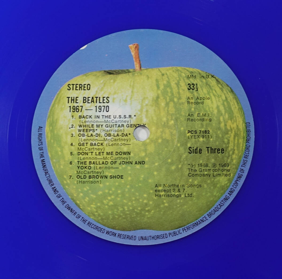 超レア! 極上品! UK Original 初回 APPLE PCS 1962~1970年 BLUE&RED VINYL / The Beatlesの画像6