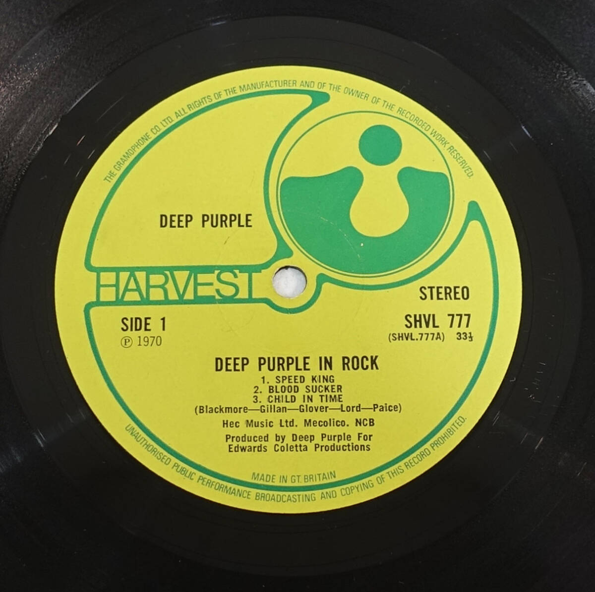 極美! UK Original 初回 HARVEST SHVL 777 Deep Purple in ROCK / Deep Purple MAT: A2/B1_画像5