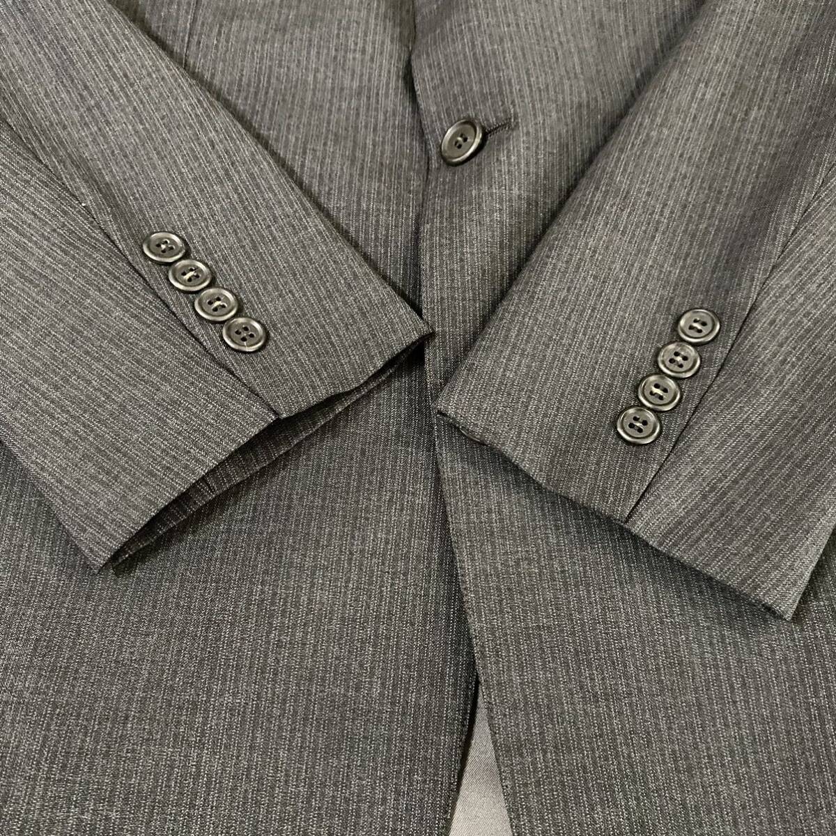 美品 M-L相当★ブルックスブラザーズ Brooks Brothers スーツ セットアップ ストライプ グレー ウール 背抜き テーラードジャケット メンズの画像6