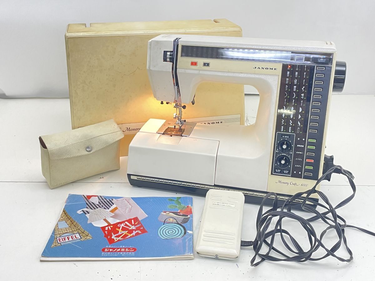 Y038-N37-1068 JANOME ジャノメ Memory craft メモリークラフト MODEL 6000 フットペダル ケース付き ハンドクラフト 手工芸 現状品②_画像1