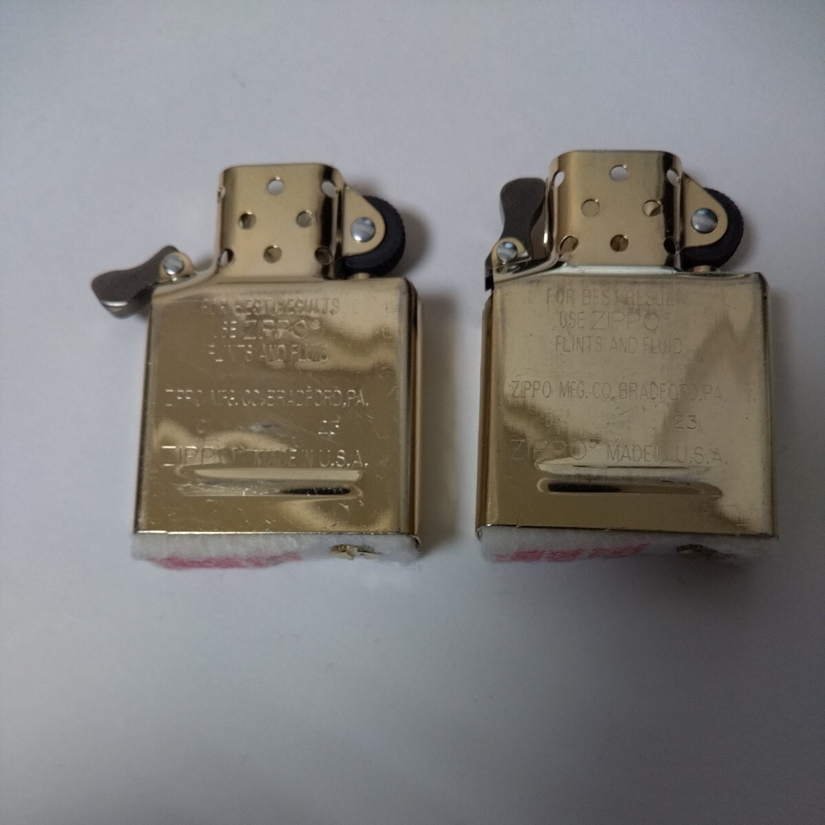 未使用 ZIPPO純正ゴールドインサイドユニット(金色インナー)×2個 対応モデル:レギュラー/アーマー/フラットトップ1937,1933,1932レプリカ_画像5