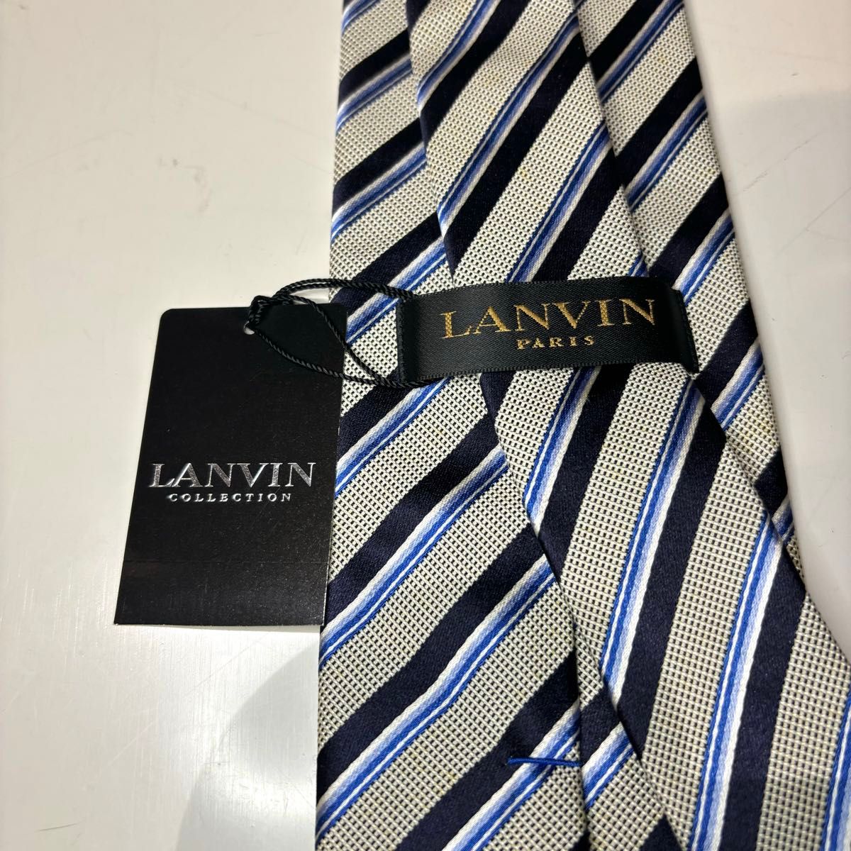 ランバン LANVIN ネクタイ ストライプ柄 シルク フランス製