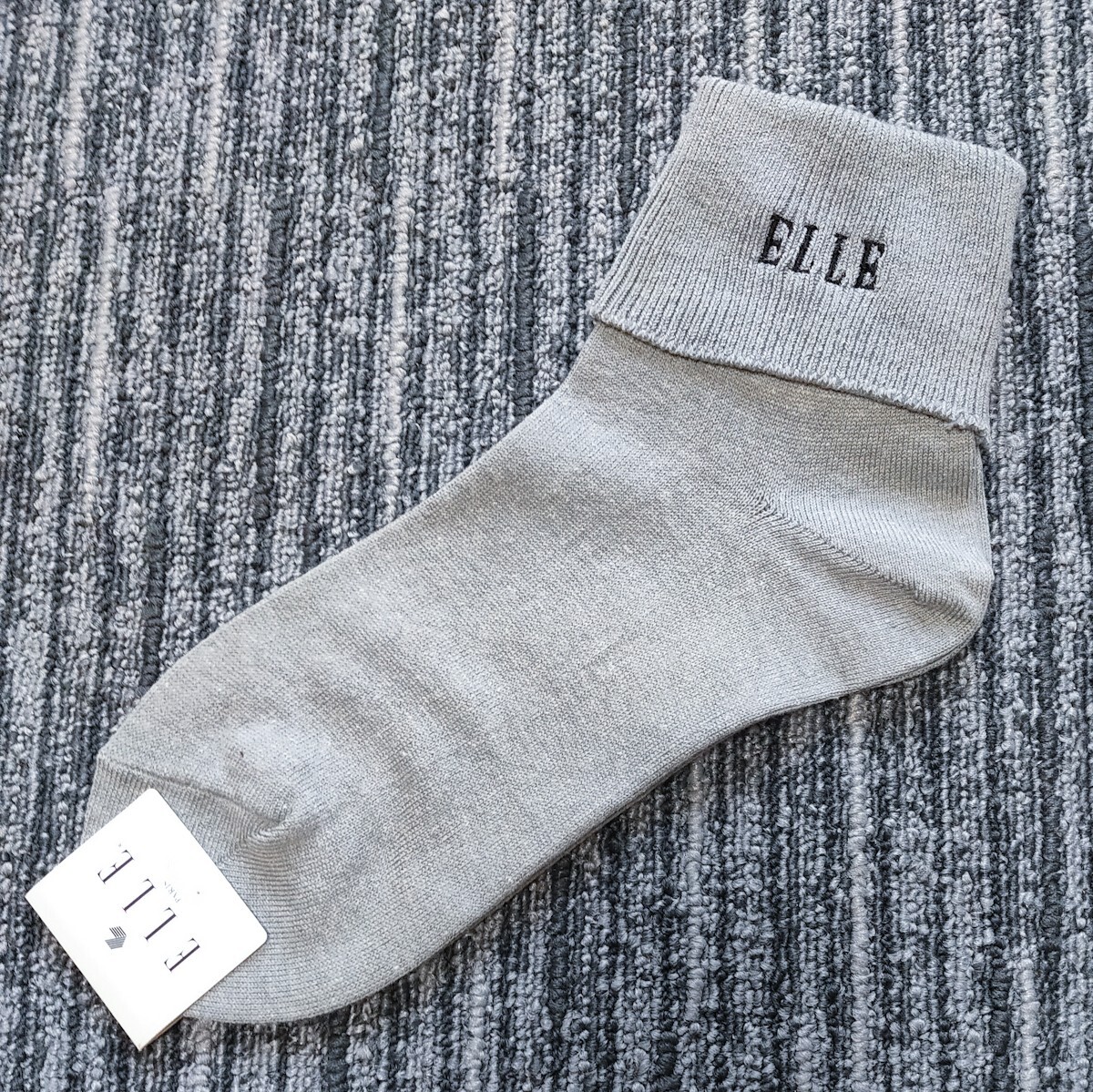 未使用 ELLE エル 折り返し ソックス 22-24cm 靴下 スクール レトロ 日本製 福助の画像1