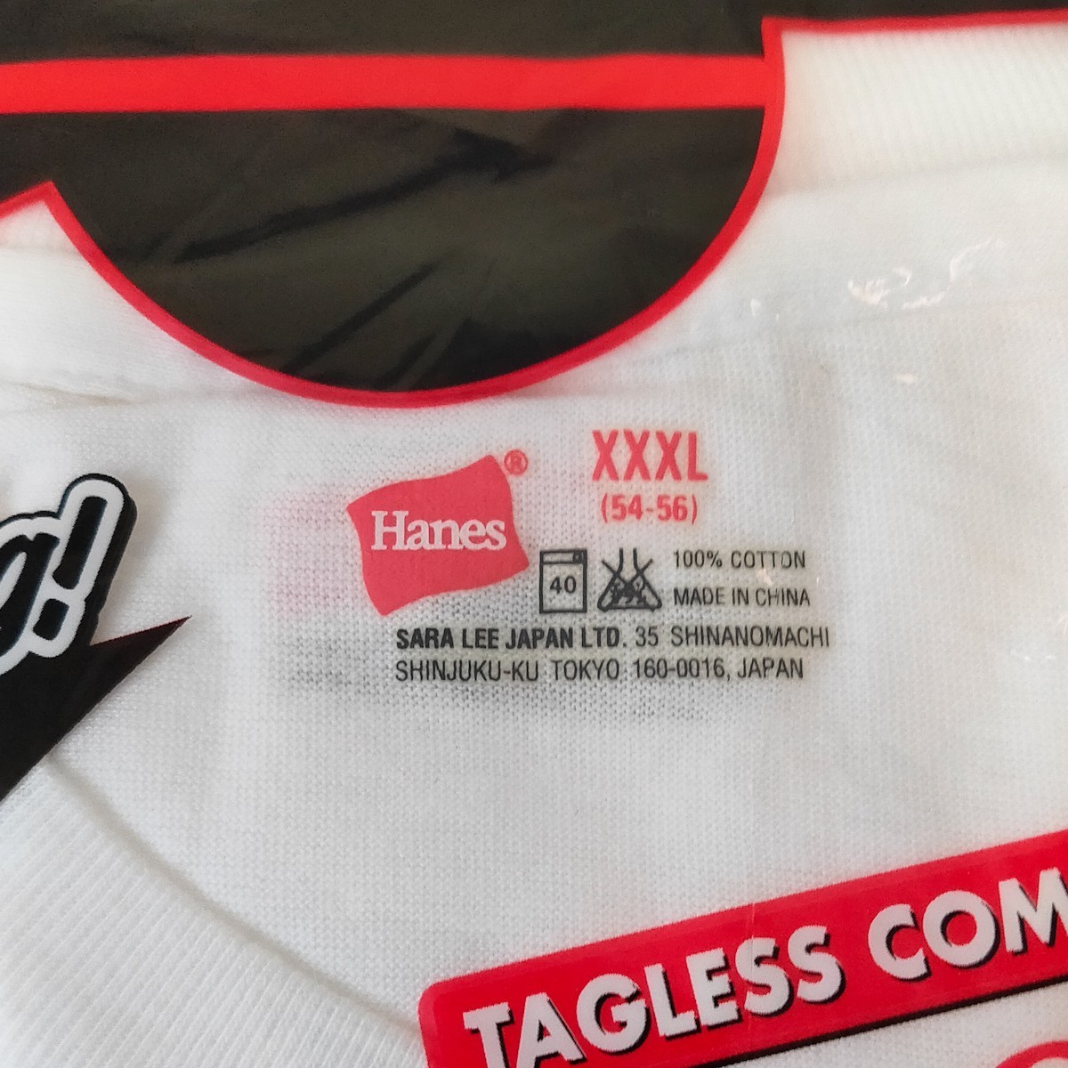 未開封 Hanes ヘインズ 赤ラベル クルーネック 3P Tシャツ XXXLサイズ 大きいサイズ 3XL 3枚セット タグレス BIGサイズ_画像3