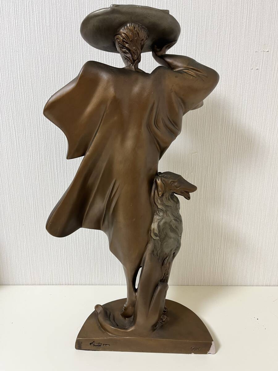 オースティンスカルプチャー　Austin Sculpture　ダネル　ボルゾイ　犬　置物　オブジェ　女性と犬　ブロンズ像