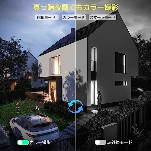 【送料無料】Ctronics 防犯カメラ 屋外 wifi 夜間カラー撮影 人体検知 自動追尾 監視カメラ 音声通話 常時録画 Fの画像6