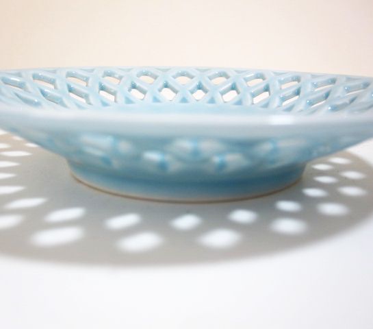 未使用 陶器 茶托 茶たく ５客セット 青磁（せいじ）のようなブルーな色_画像4
