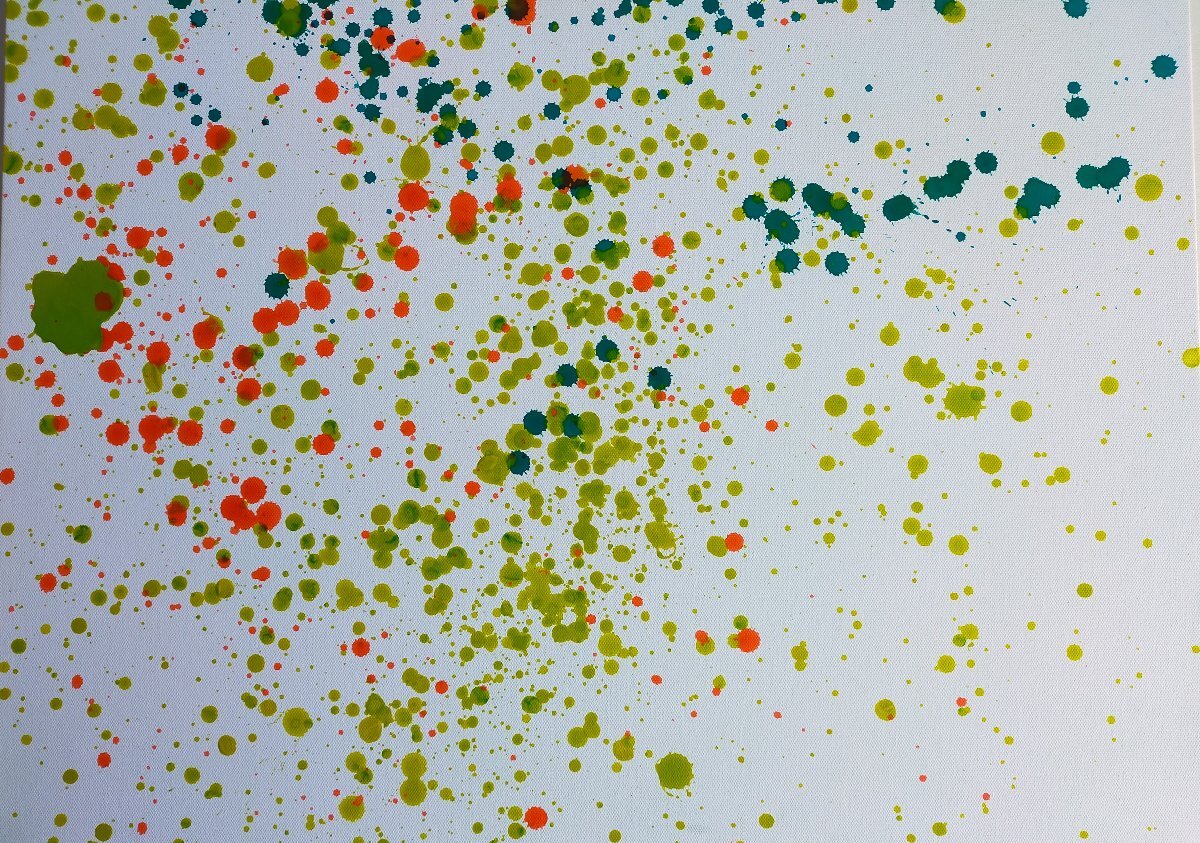 真作【宇美】蔡國強 京都国際現代芸術祭2015 ジャクソン・ポロックのロボットによって制作された作品 キャンバスに塗料20号 送料無料の画像4