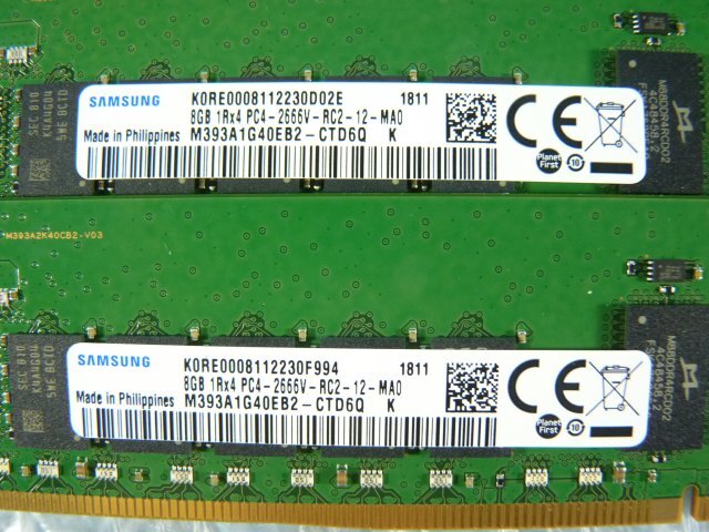 1PRZ // 8GB 2枚セット計16GB DDR4 21300 PC4-2666V-RC2 Registered RDIMM M393A1G40EB2-CTD6Q S26361-F4026-L208//Fujitsu RX2530 M4 取外の画像2