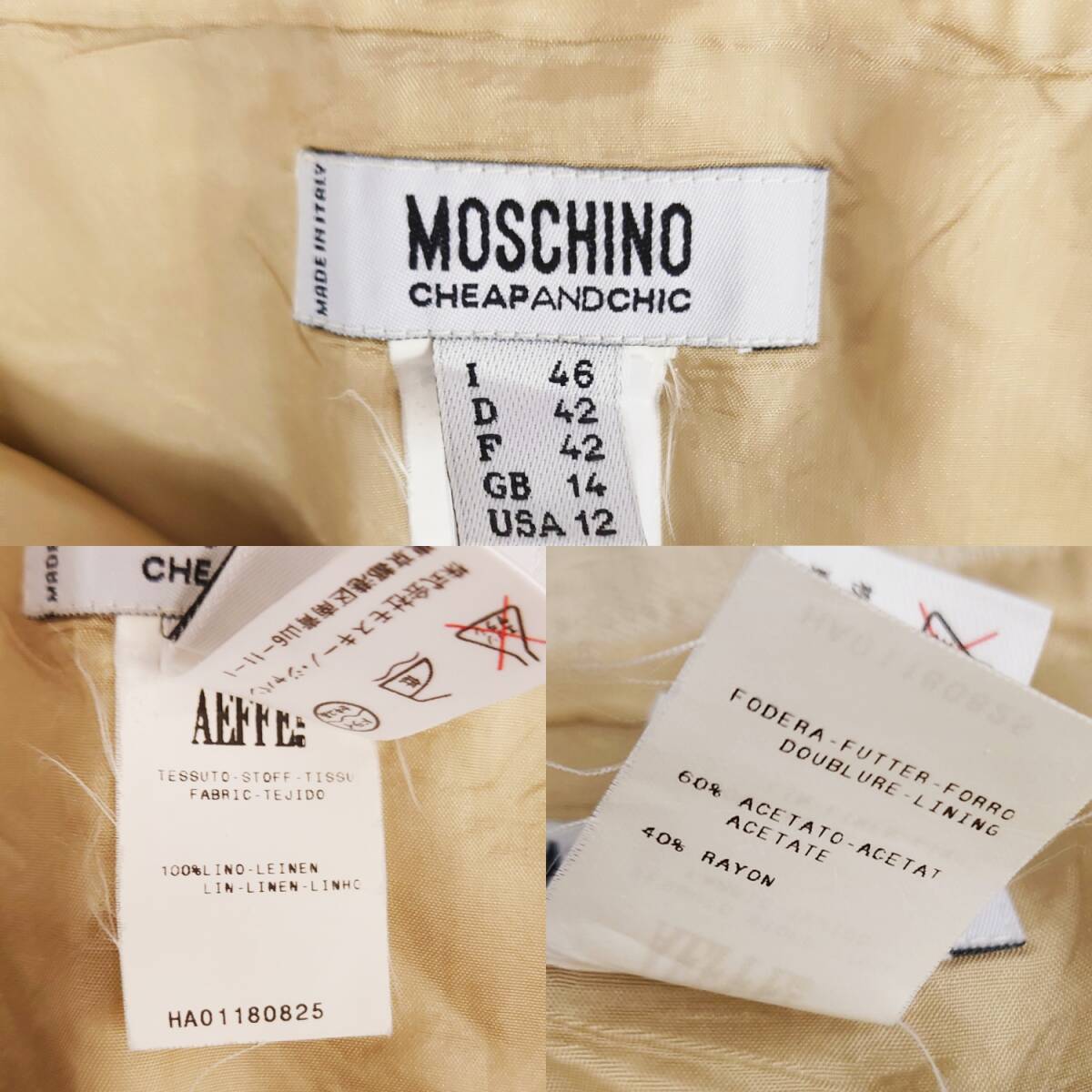 MOSCHINO CHEAP AND CHIC◆ひざ丈スカート I46 LL XL 麻100％ モスキーノ チープアンドシック_画像6