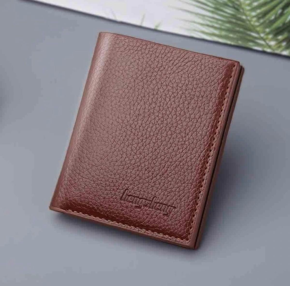 【二つ折り財布】メンズ ブラウン 茶色 シンプル カード収納 薄型 ビジネス お札入れ コンパクト 