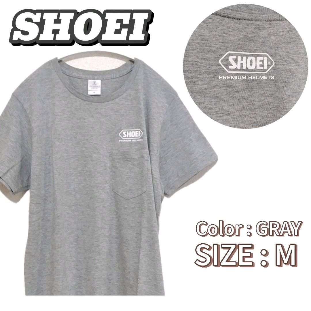 【新品】SHOEI ショウエイ ロゴ 半袖 Tシャツ M グレー トップス メンズ レディース 男女兼用