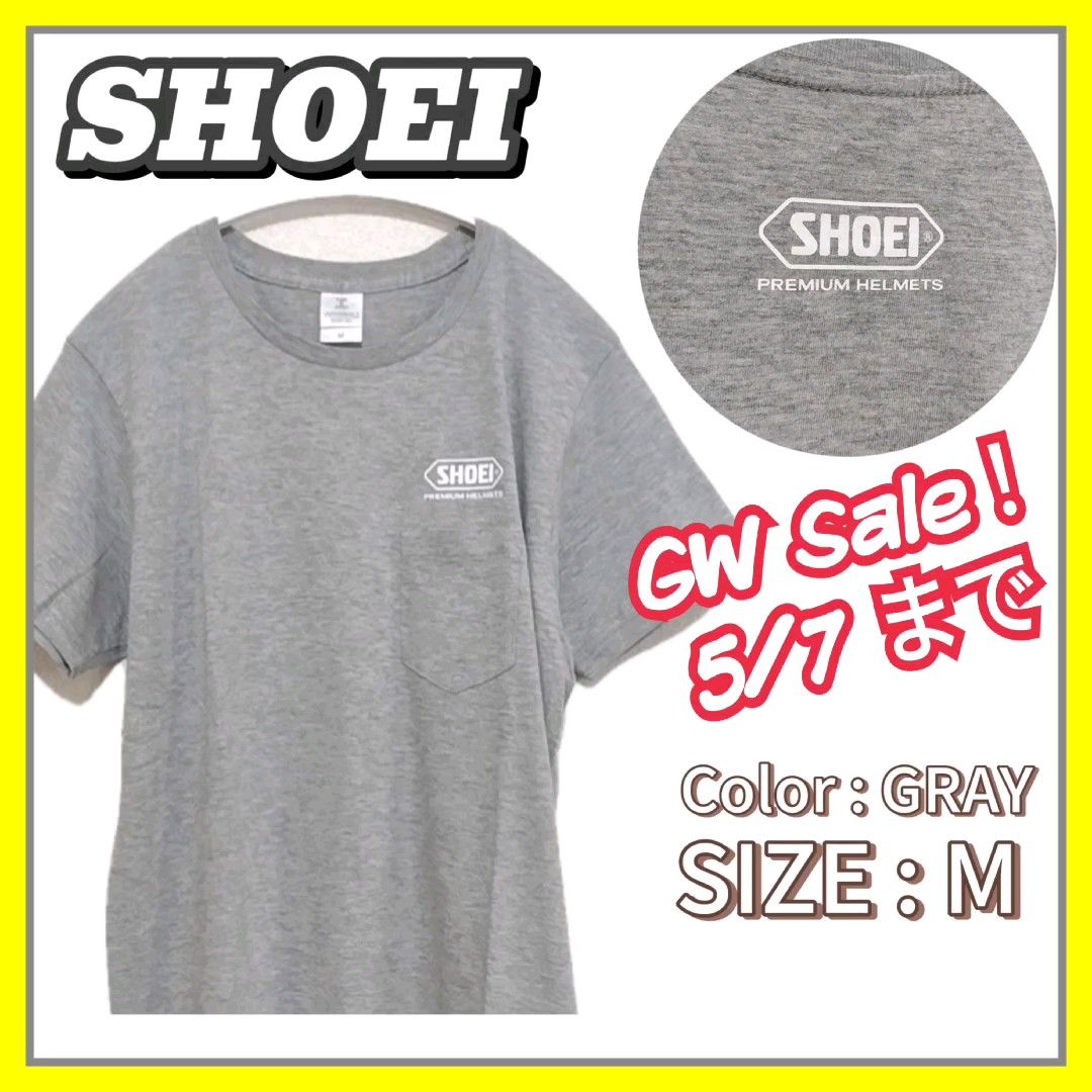 【新品】SHOEI ショウエイ ロゴ 半袖 Tシャツ M グレー トップス メンズ レディース 男女兼用