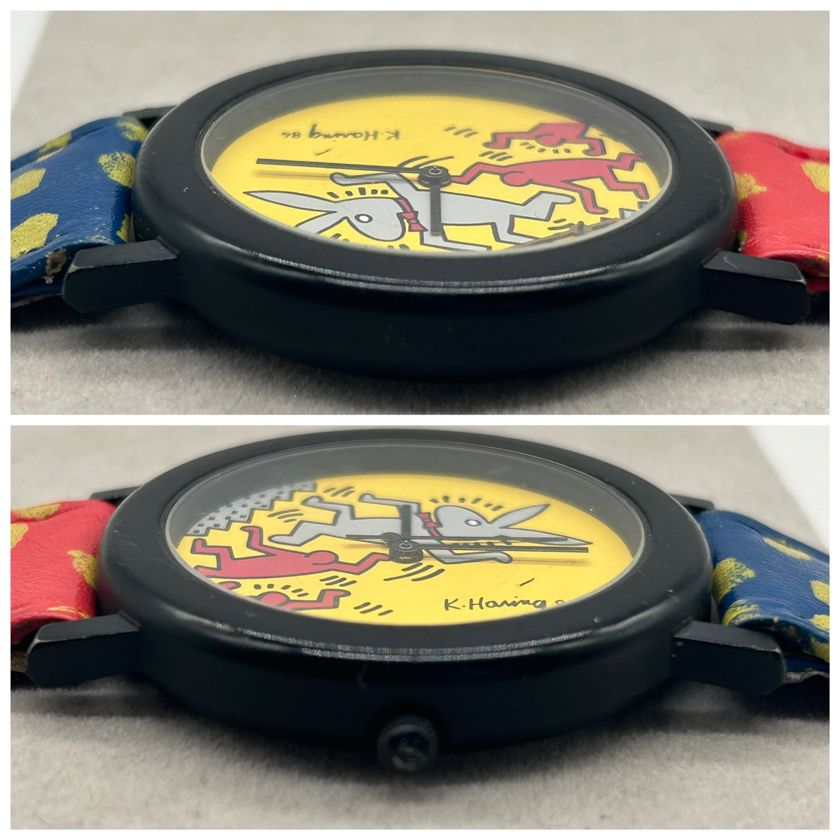 3711-02★Keith Haring キース へリング 腕時計 クオーツ 90年代 フェイス直径4cm★の画像4