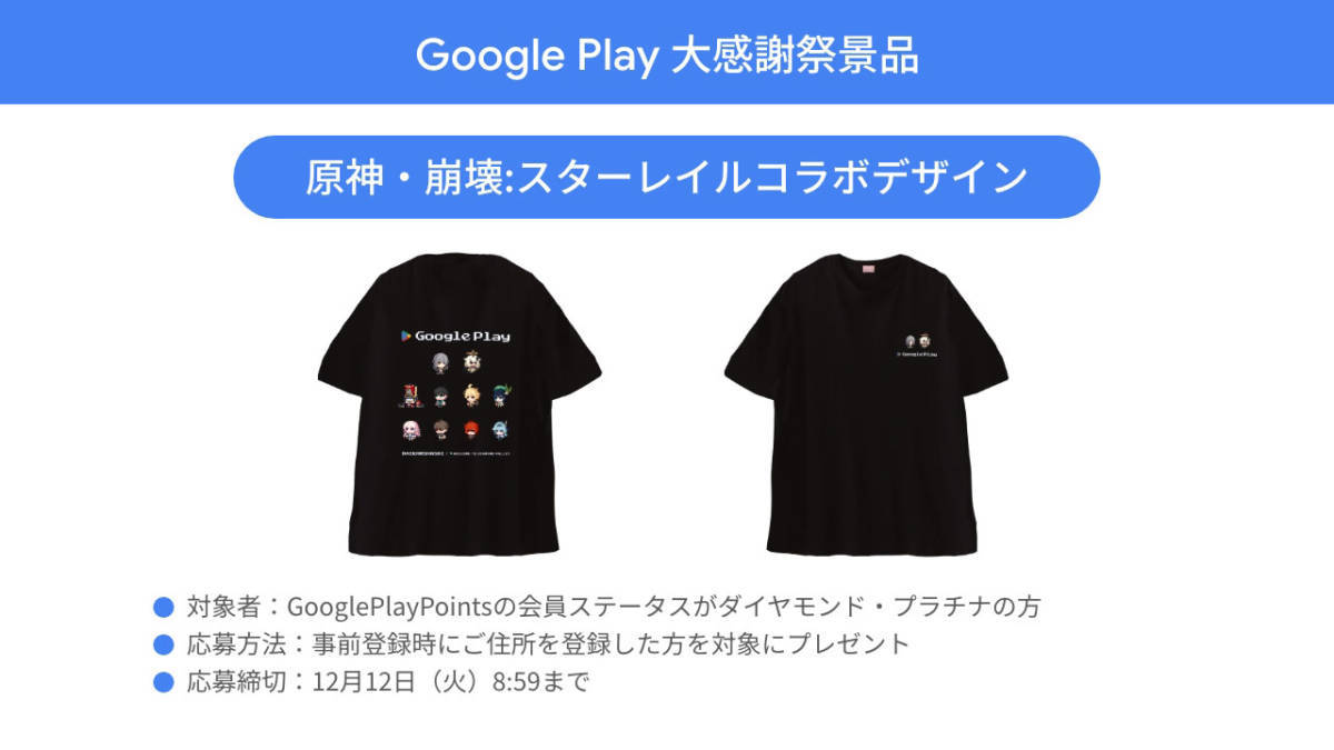 Googleplay大感謝祭キャンペーンTシャツ　原神・崩壊：スターレイルコラボデザイン_画像1