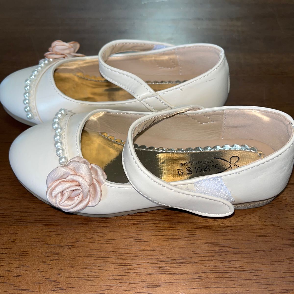  для девочки формальная обувь туфли без застежки текстильная застёжка ремешок размер 32 20.0~20.5cm б/у pa- рубин z. цветок 