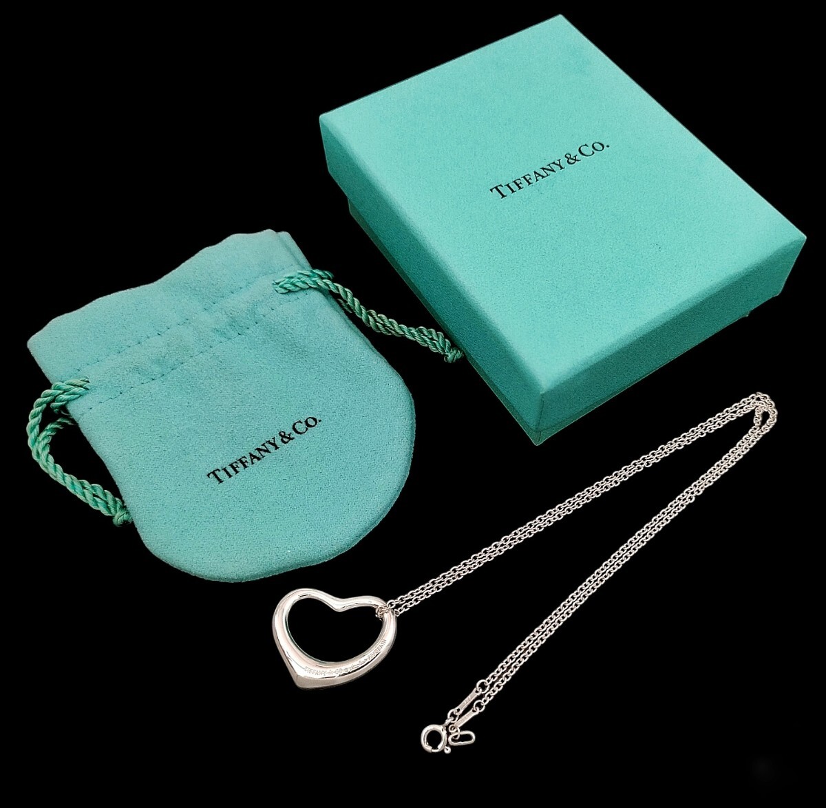 [ burnishing up has been finished ]TIFFANY&Co./ Tiffany * L sa* Pele ti* Open Heart (L size )* pendant * necklace * free shipping 