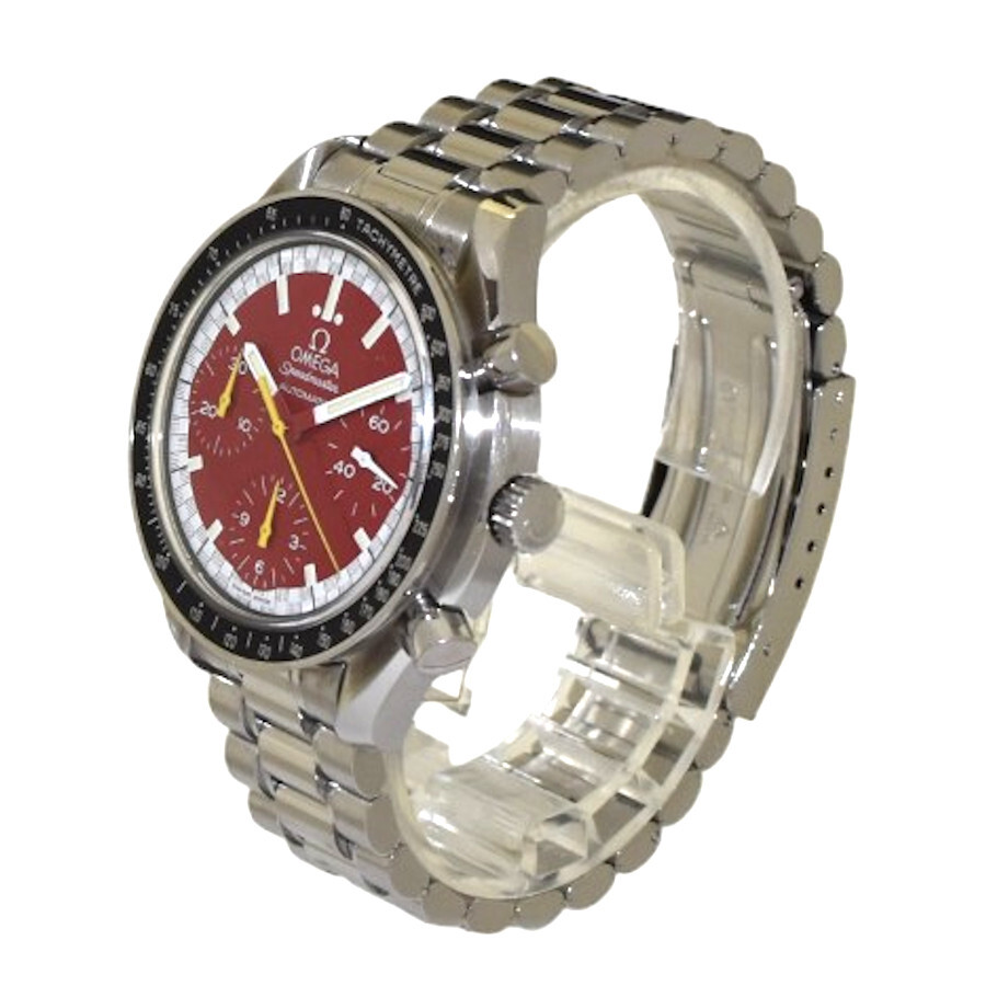 新品同様 オメガ 腕時計 スピードマスター ミハエル シューマッハ 3510.61 ステンレススチール メンズ レッド文字盤 OMEGA_画像2