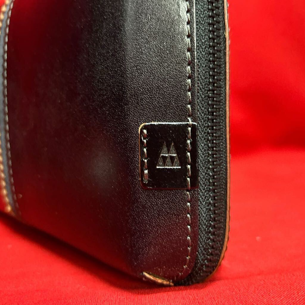 * almost unused *FIVE WOODS.. original leather second bag made in Japan black HAYASHIGO black men's gentleman long wallet stylish (04186 average 