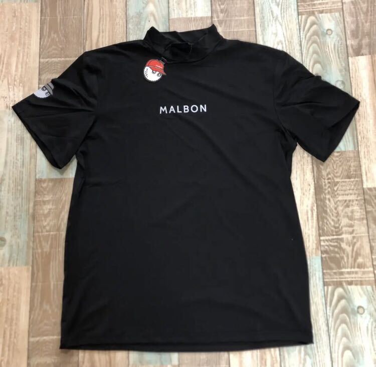 マルボンゴルフ MALBON GOLF 　シャツ　モックネック　半袖　黒_画像4