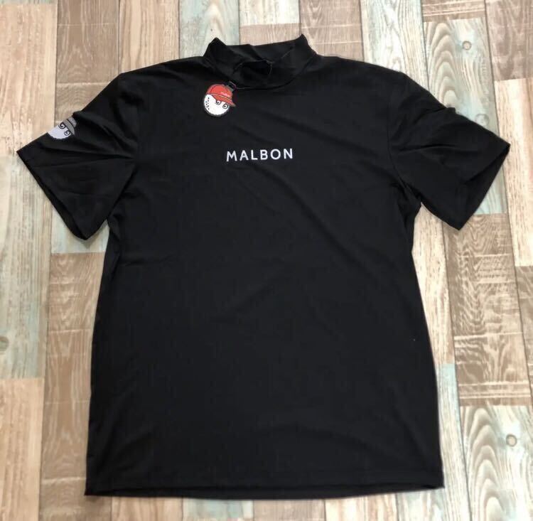 マルボンゴルフ MALBON GOLF シャツ モックネック 半袖 黒 白 マルボンゴルフ MALBON GOLF シャツ モックネック 半袖 黒 白