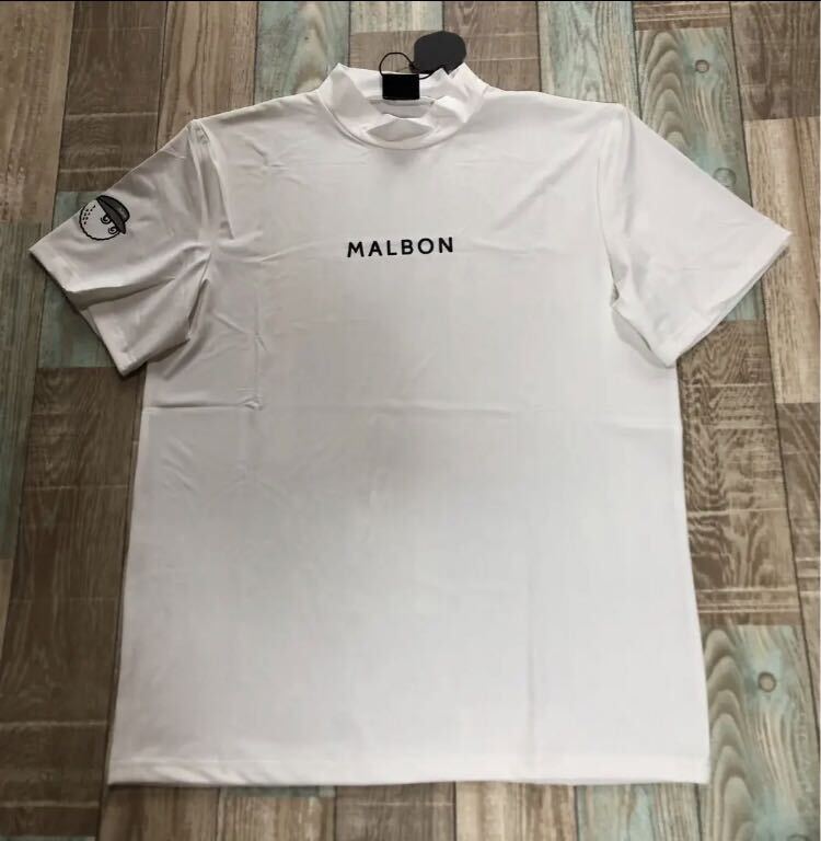 マルボンゴルフ MALBON GOLF シャツ モックネック 半袖 黒 白 マルボンゴルフ MALBON GOLF シャツ モックネック 半袖 黒 白