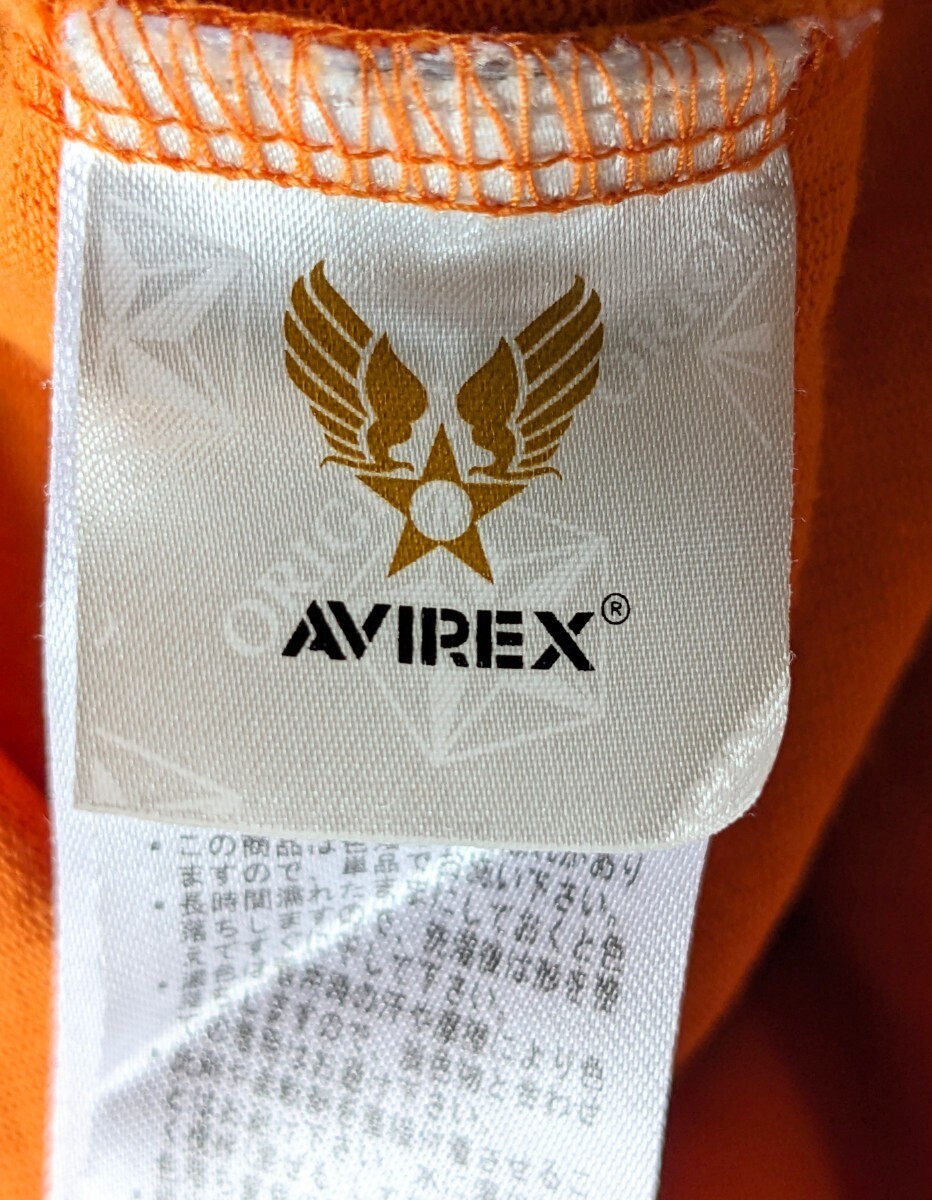 アヴィレックス AVIREX 半袖Tシャツ ミリタリー Lサイズ オレンジ ワッペン&プリント_画像8