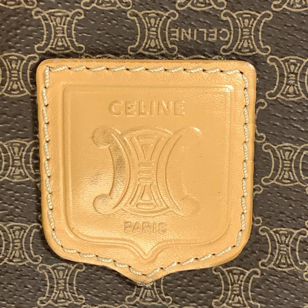 CELINE セリーヌ ボストンバッグ マカダム ハンドバッグ レザー ブラウン 旅行 トラベル 鞄 003 USED品 1円スタート 