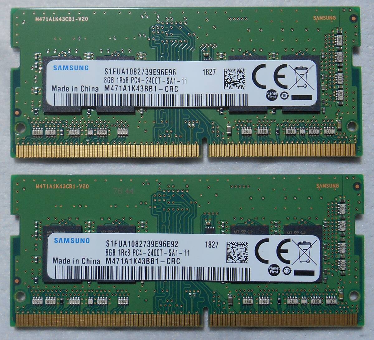 SAMSUNG DDR4 2400T PC4-19200 メモリ ８GB×2枚 計１６GB ノートPC用 ⑦の画像1
