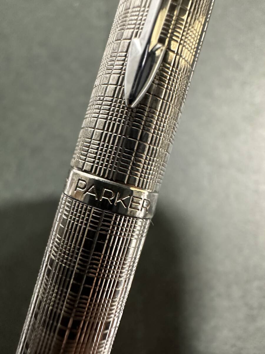 ★コレクター必見！！ PARKER USA 30U パーカー 筆先 14K 金 刻印 ビンテージ 万年筆 シルバー フランス製 ペン 文房具 高級 小物 G776_画像4