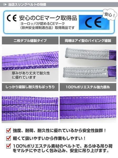 未使用 10本セット ナイロンスリングベルト ベルトスリング スリングベルト 1.0t 1000kg 荷上げ 耐荷 1t 3m 幅 25mm_画像4