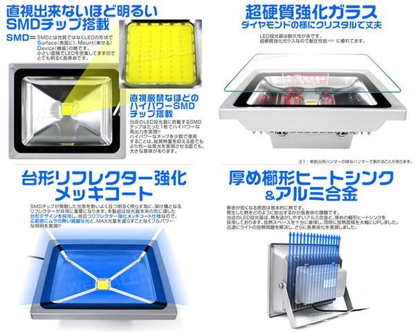 【1年保証】 LED 投光器 10W 100W相当 昼光色 作業灯 集魚灯 看板灯 看板 照明 防犯 ライト 省エネ 防水 プラグ付 3m 家庭用電源_LED投光器は環境にもお財布にも優しい