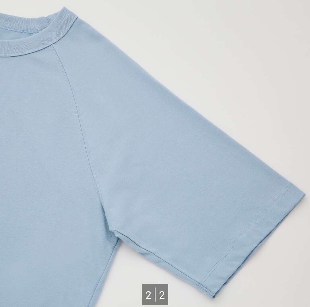 ユニクロ Tシャツ ラグランスリーブ 5分袖 S ゆったり目 ベージュ 未使用 タグ付き 【送料無料】