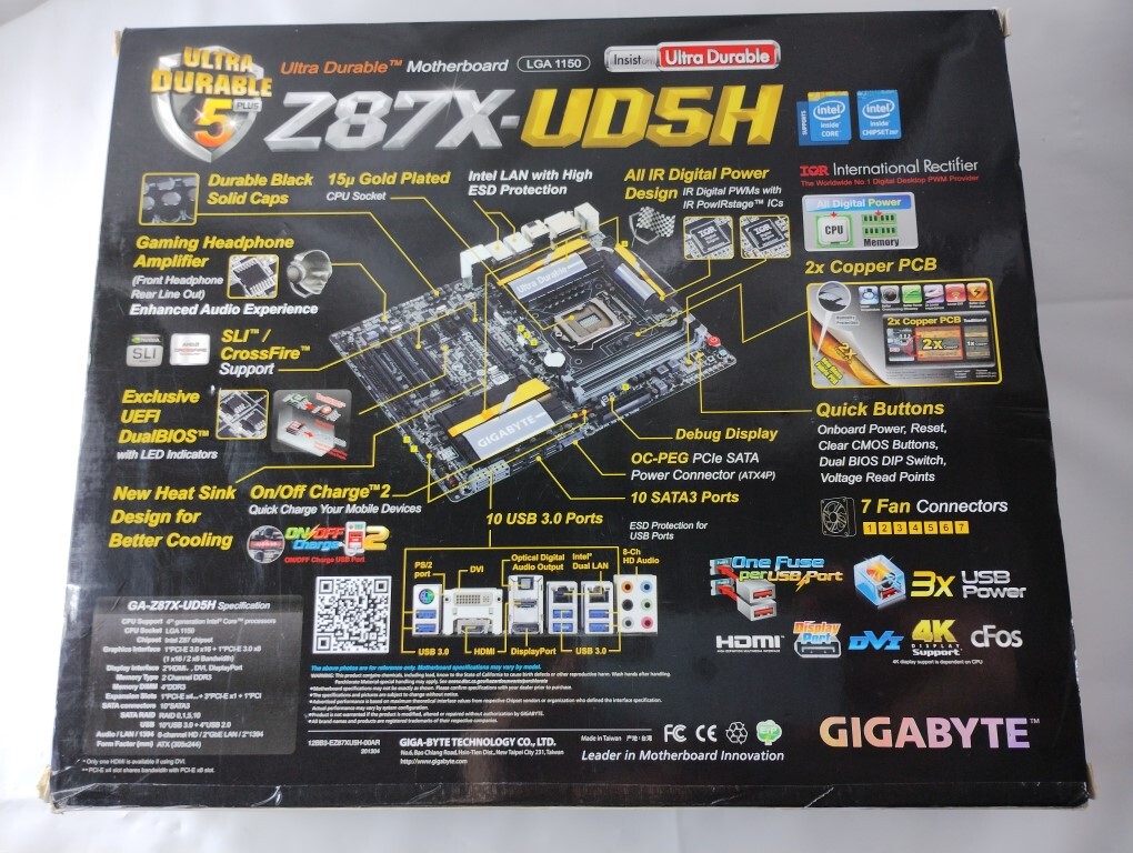 GIGABYTE ATXマザーボード Z87X-UD5H LGA1150  Core i7-4770k 3.50GHZ付き メモリ16GB付き セット品  動作確認済み 送料無料 中古の画像2