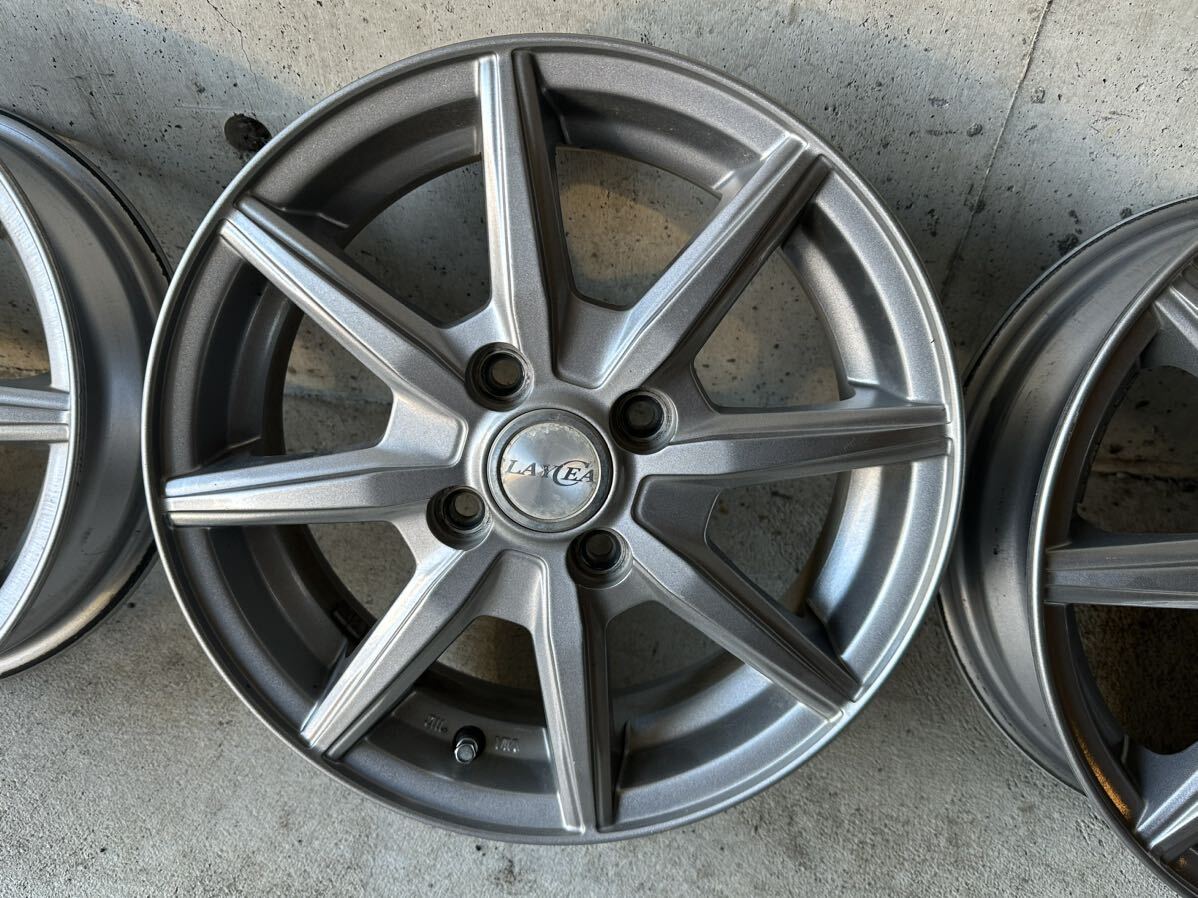 【中古】札幌 引取歓迎 アルミホイール 4本セット 14インチ LAYCEA 14×4.5J 100 4H +45 インセット レイシア タント等 【札TB01】_画像4